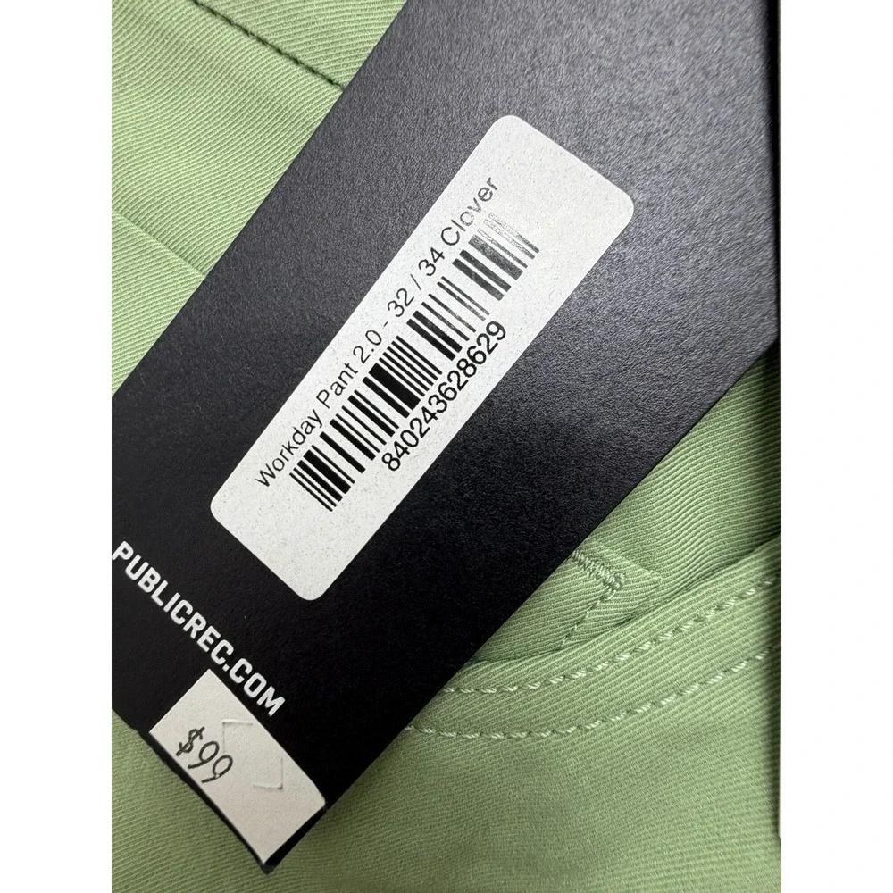 Public Rec Workday Pant 2.0 Mens 32x34 Clover Green Straight Leg Stretch NWT